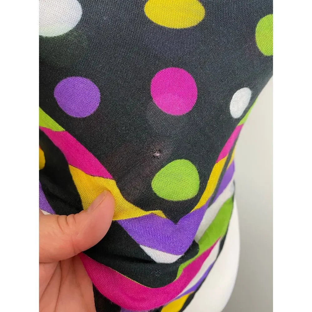 Bold Colorful Polka Dot Geometric Square Scarf Black Pink Purple Green Yellow